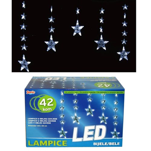 ***42 LED, zavesa, ledeno belo svetlo slika 1