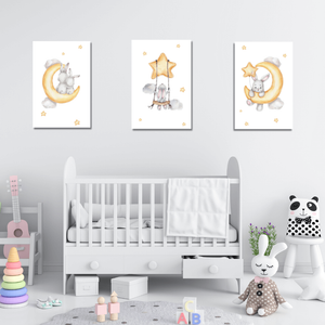 Set tri drvene slike za dječju sobu – Zeko, 22x33 cm