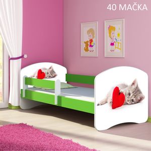 Dječji krevet ACMA s motivom, bočna zelena 180x80 cm 40-macka
