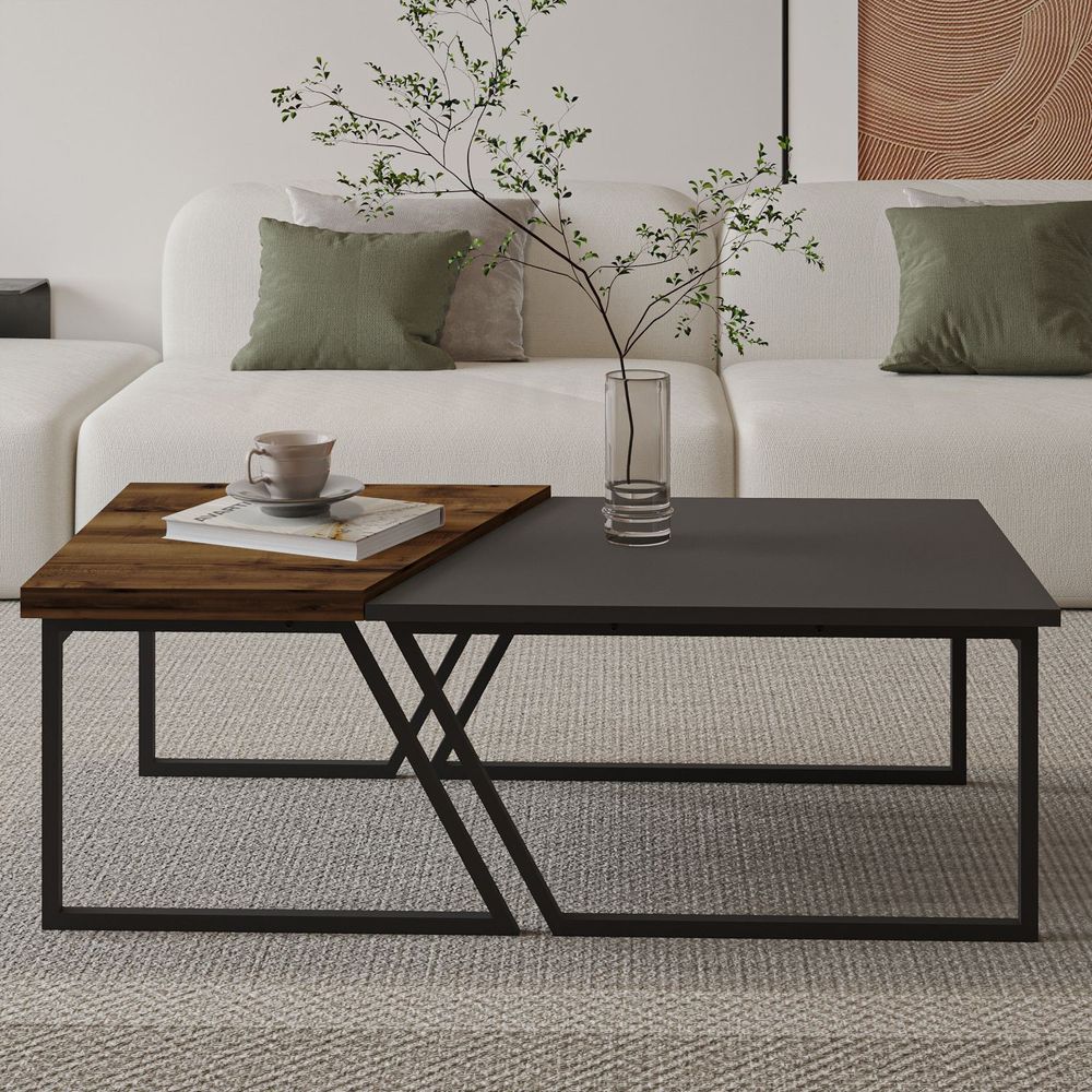 Kafa stol Verona P0024623 - Anthracite i Rustikalni Orah slika 2