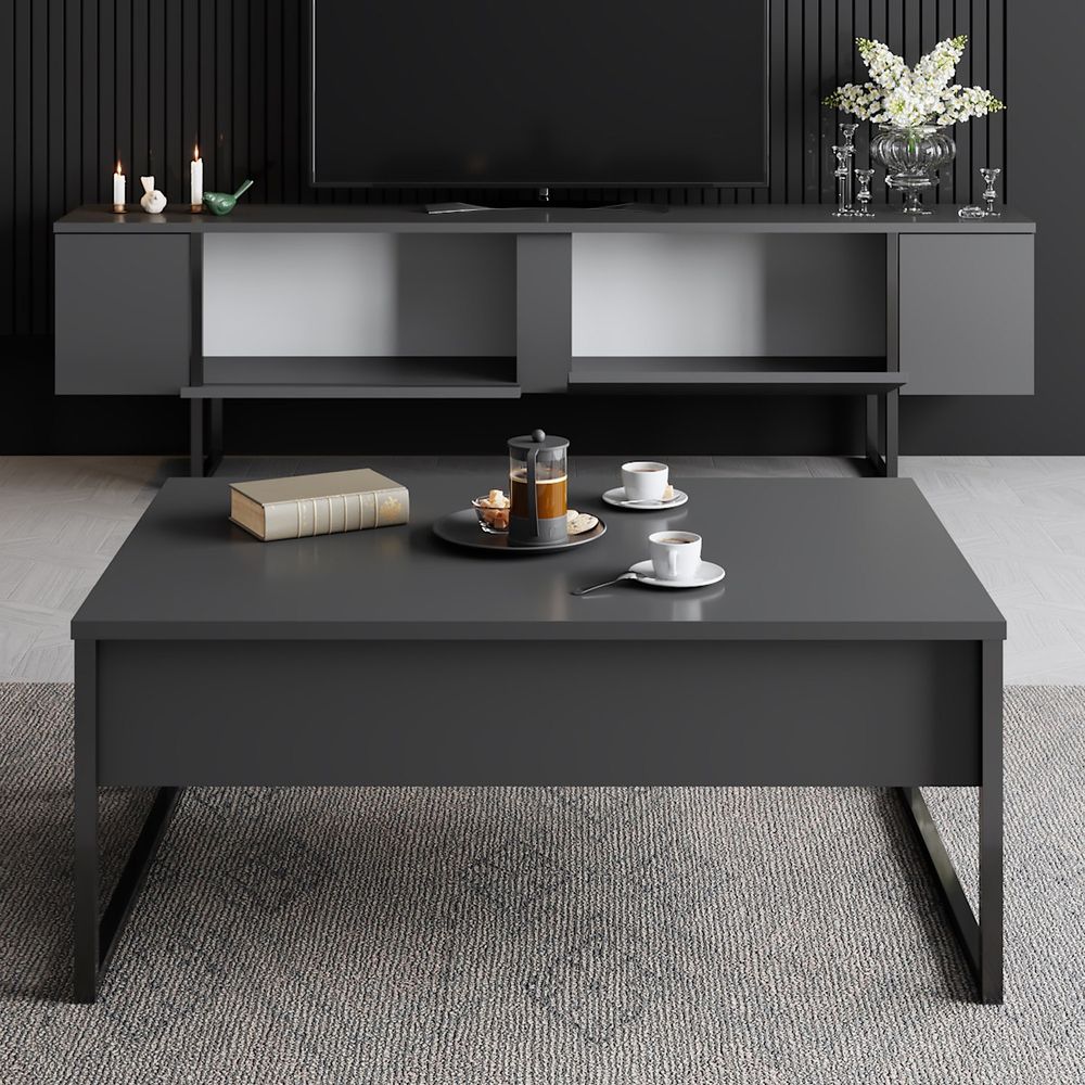 Luxe Set namještaja za dnevnu sobu - Antracit i Crna slika 2