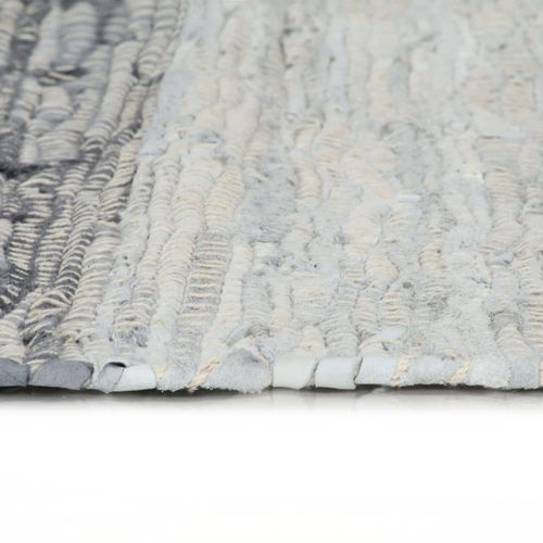 Ručno tkani tepih Chindi od kože 160 x 230 cm sivi slika 9