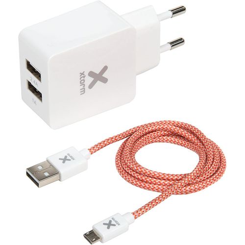 Xtorm Punjač - Uni 2xUSB - White - +MicroUSB cable 1m slika 1