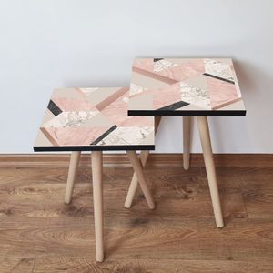 Nesting stolovi 2Shp317 - (2 komada) - boje: losos, ružičasta, bež, crna