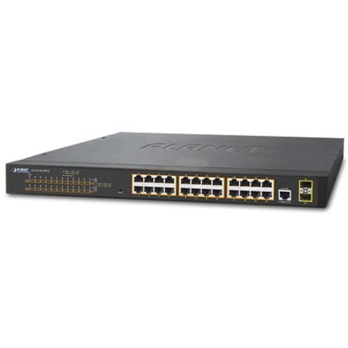 Planet Managed 24-Port GbE 802.3at PoE (30w port) 2-Port SFP Switch (300W) slika 1