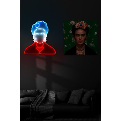 Wallity Ukrasna plastična LED rasvjeta, Frida Kahlo - White, Red, Blue slika 1