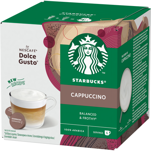 STARBUCKS Cappuccino by NESCAFÉ® Dolce Gusto®, kapsule za kavu, (12 kapsula / 6 napitaka), kutija, 120 g slika 1