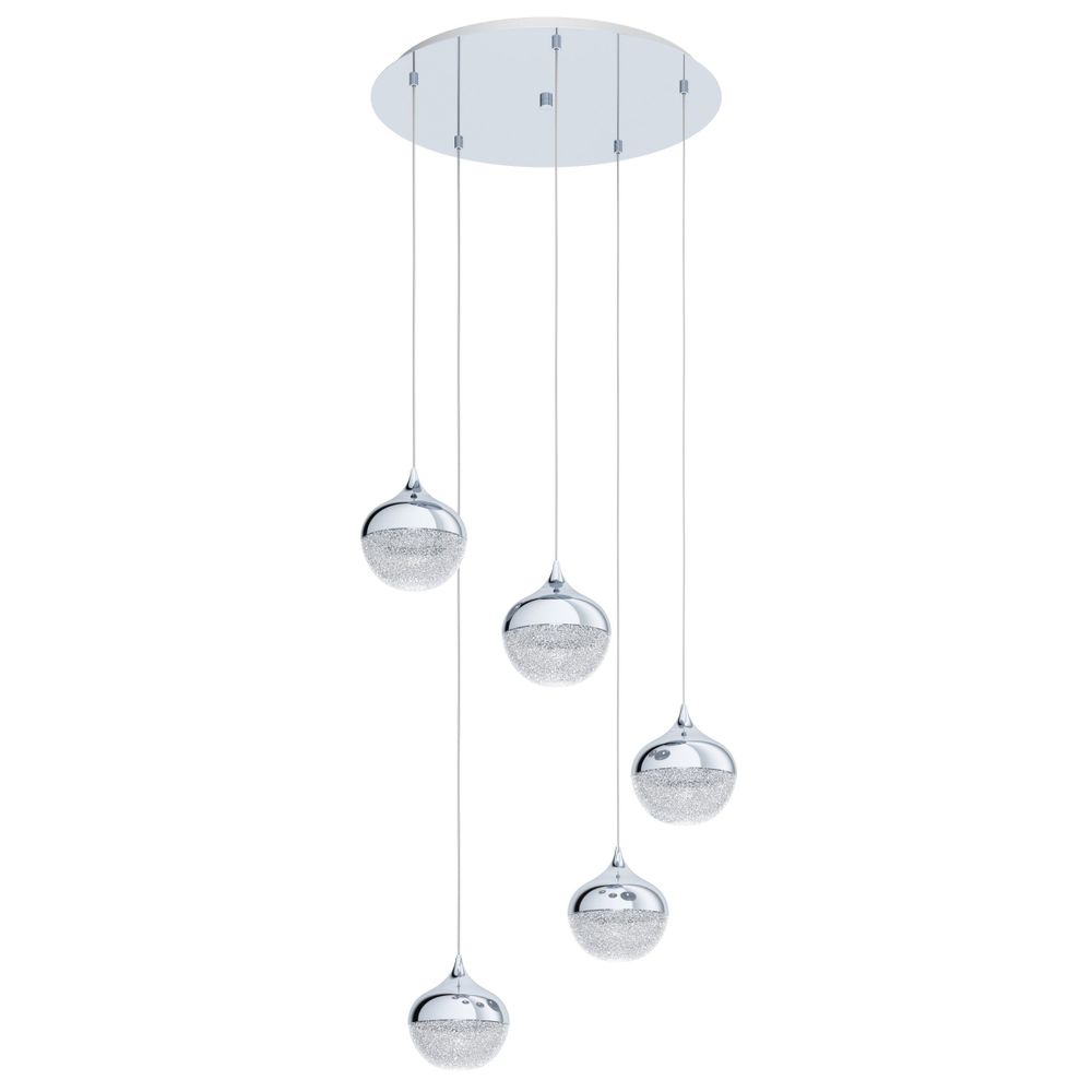 Eglo viseća lampa mioglia 1 e14 5x25w krom/granil bijelo, prozirno v:1500mm o540 slika 1