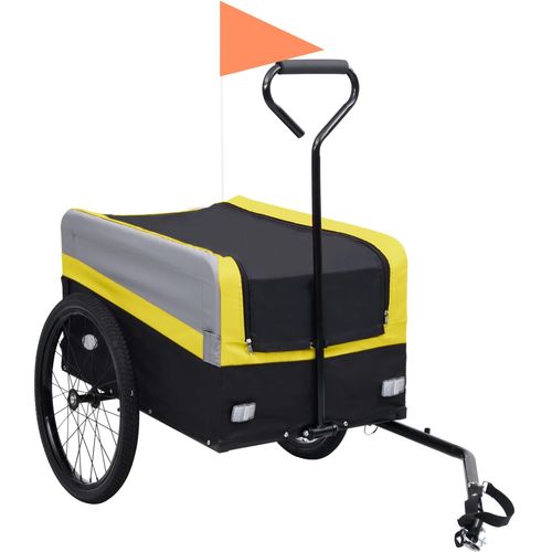 2-u-1 XXL teretna prikolica i kolica za bicikl žuto-sivo-crna slika 15