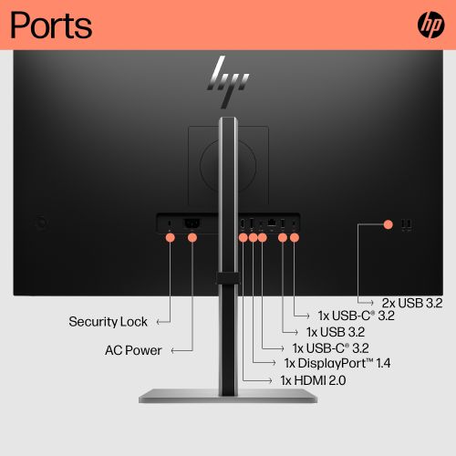 HP 6N4D6AA 31.5" IPS AG 4K UHD 3840x2160@60Hz, 16:9, 1000:1, 5ms, 350cd/m², 178°/178°, 1 HDMI 2.0, 1 DP 1.4, 2 USB-C 3.1, 3 USB-A 3.1, 1 RJ-45, 2x3W, VESA 100x100mm, Height, Tilt, Swivel, Pivot, Black/Silver, 3yw, HP E32k G5 slika 6