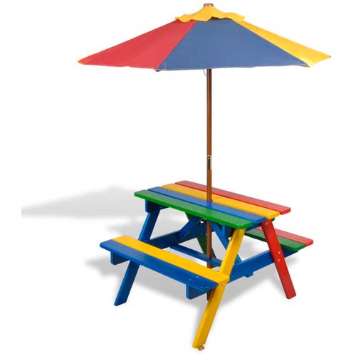 Dječji stol &amp; klupe za piknik sa suncobranom četiri boje slika 22