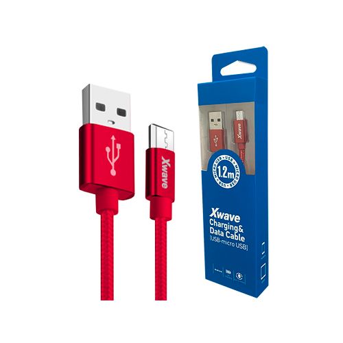 Xwave Kabl USB2.0 na Micro USB 1.2M,2A,aluminium,upleten,crveni slika 1