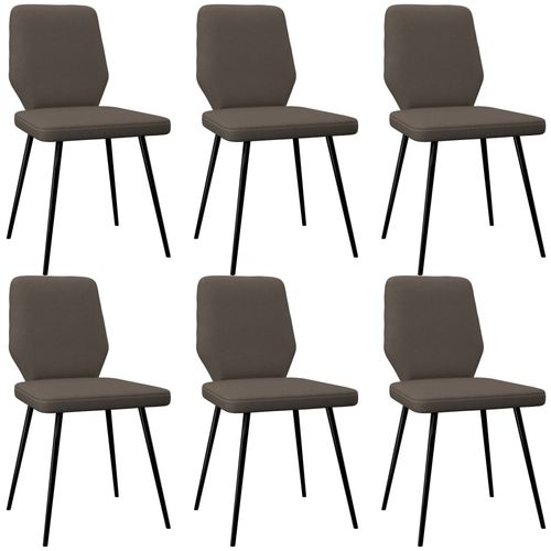 Blagovaonske stolice od tkanine 6 kom smeđe-sive slika 1