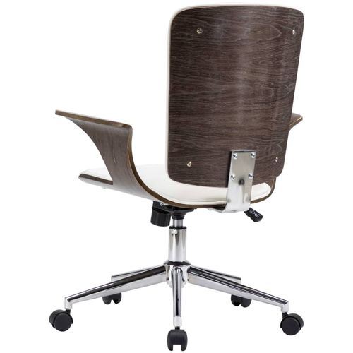 Okretna uredska stolica od umjetne kože i savijenog drva bijela slika 4