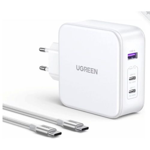 Kućni punjač UGREEN Nexode, 140W, 3-Port PD GaN Fast Charger EU, bijeli slika 1