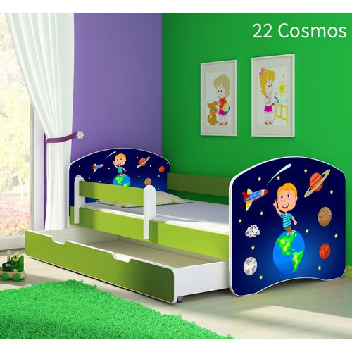Dječji krevet ACMA s motivom, bočna zelena + ladica 180x80 cm 22-cosmos slika 1