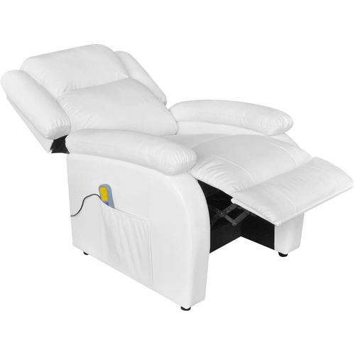 Masažna fotelja od umjetne kože krem bijela slika 15