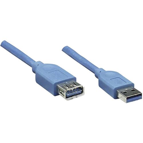 Manhattan USB kabel USB 3.2 gen. 1 (USB 3.0) USB-A utikač, USB-A utičnica 3.00 m plava boja pozlaćeni kontakti, UL certificiran 322447-CG slika 4