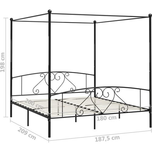 Okvir za krevet s nadstrešnicom crni metalni 180 x 200 cm slika 5