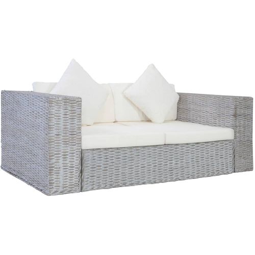 2-dijelni set sofa od prirodnog ratana s jastucima sivi slika 2