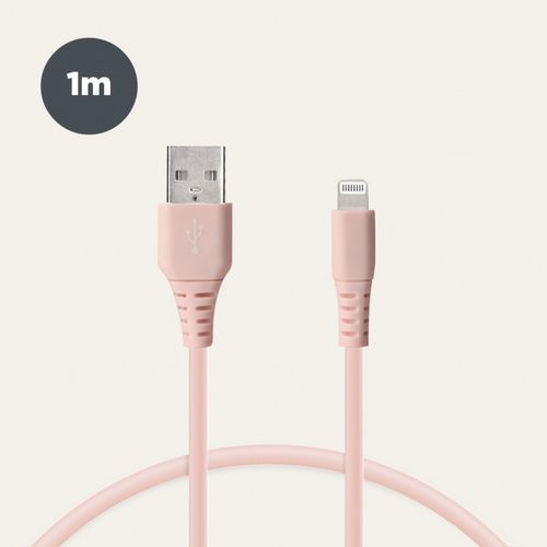 KSIX, kabel za prijenos podataka, Soft, USB-A na lightning, 1.0m, rozi slika 1