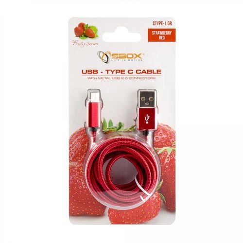 SBOX kabel USB->TYPE C M/M 1,5M fruity crveni slika 2