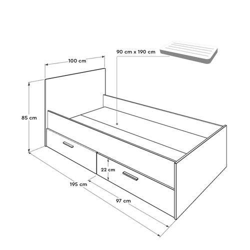 Sonomo Beli Jednostruki Krevet sa Fiokama KRY-792-SD-2 slika 3