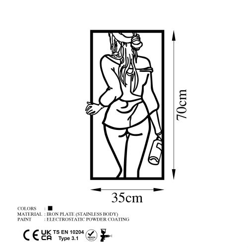 Wallity Metalna zidna dekoracija, Sexy Back Woman With Wine Glass slika 6