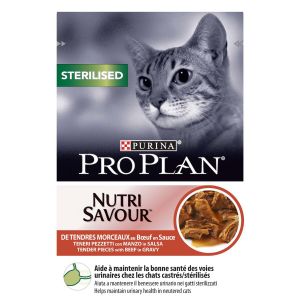 PURINA® PRO PLAN® STERILISED NUTRISAVOUR nježni komadići s govedinom u umaku, 85 g