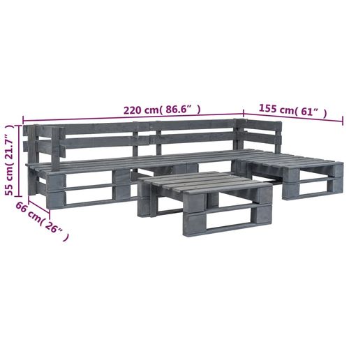 4-dijelna vrtna garnitura od paleta drvena siva slika 10