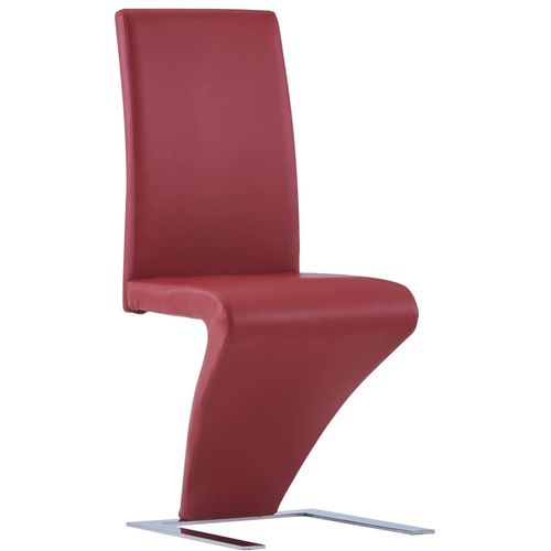 Blagovaonske stolice cik-cak oblika od umjetne kože 4 kom crvene slika 30