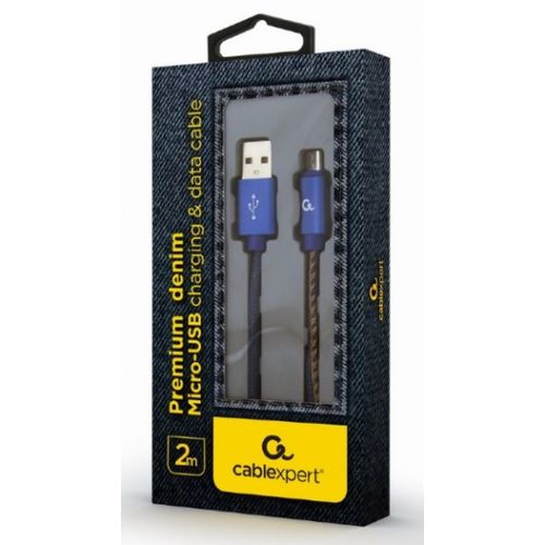 CC-USB2J-AMmBM-2M-BL Gembird Premium jeans (denim) Micro-USB cable with metal connectors, 2 m, blue slika 2