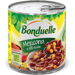 Bonduelle Mexicana, Crveni grah s kukuruzom u chilli umaku 430g, ocjeđena masa 200g