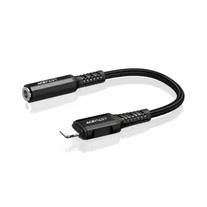 ACEFAST audio kabel za iPhone Lightning 8-pinski - Jack 3,5 mm (ženski) MFi aluminijska legura C1-05 18 cm crna