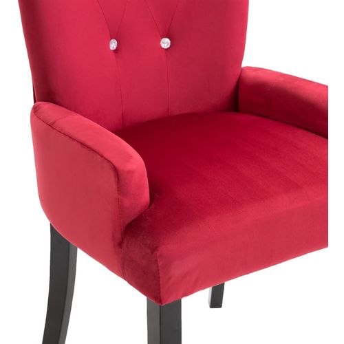 Blagovaonska stolica s naslonima za ruke crvena baršunasta slika 34