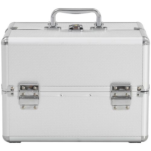 Kovčeg za šminku 22 x 30 x 21 cm srebrni aluminijski slika 9