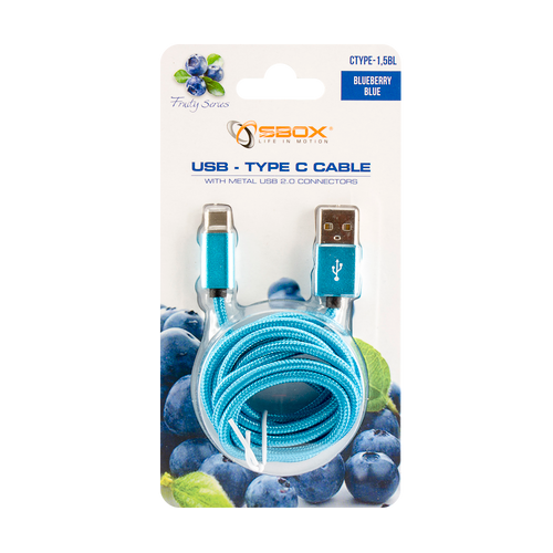 SBOX kabel USB->TYPE C M/M 1,5M Fruity plavi slika 4