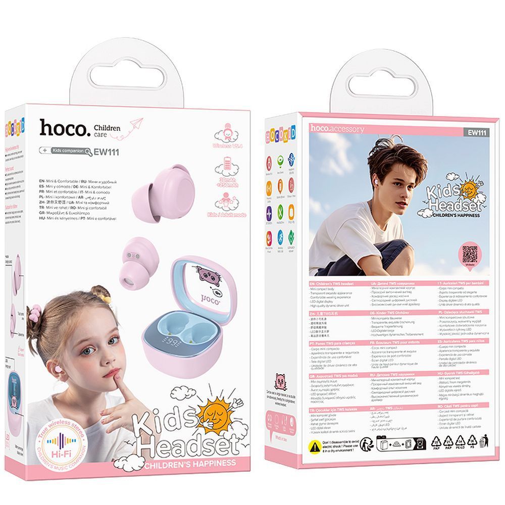 Dječje slušalice bežične Hoco EW111 pink boje slika 6
