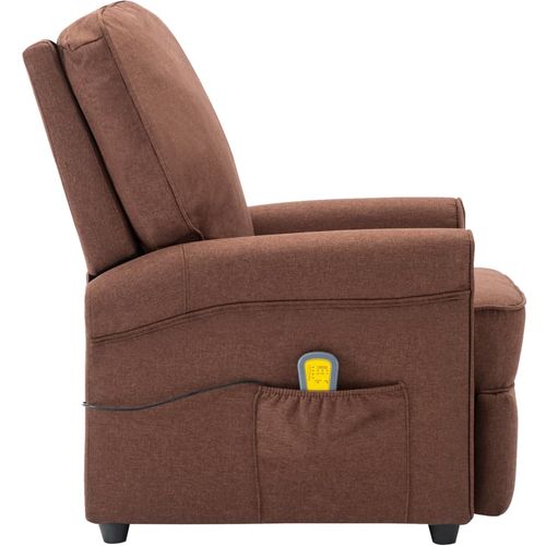 Električna masažna fotelja od tkanine smeđa slika 4
