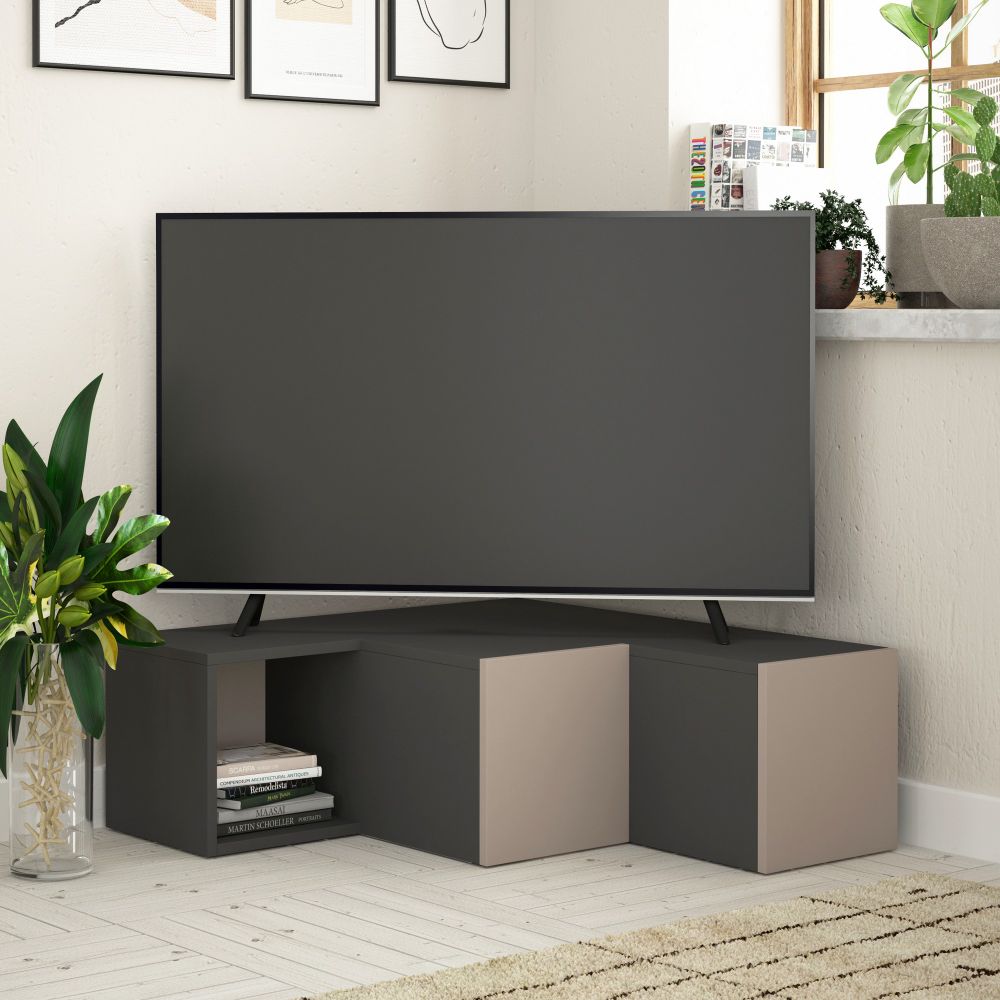 TV komoda Compact – antracit i svijetlo moka (svijetlosmeđa) slika 1