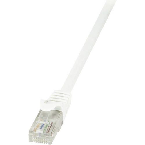 LogiLink CP2011U RJ45 mrežni kabel, Patch kabel cat 6 U/UTP 0.25 m bijela sa zaštitom za nosić 1 St. slika 1