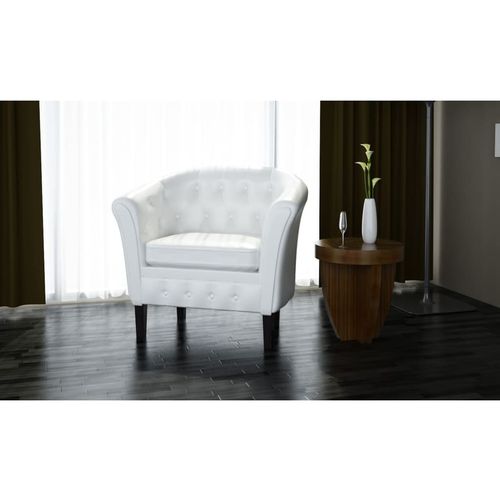 Fotelja od umjetne kože bijela slika 17