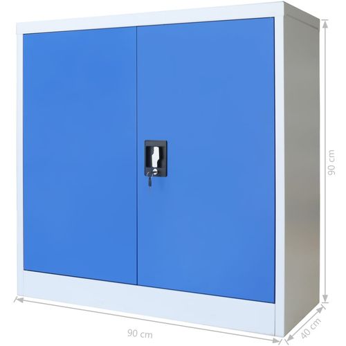 Uredski ormarić od metala 90 x 40 x 90 cm sivo-plavi slika 41