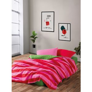 Ranforce double quilt cover set Cherie, colours: green, pink, fuchsia