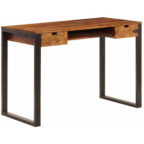 Radni stol od masivnog drva šišama i čelika 110 x 55 x 78 cm slika 33