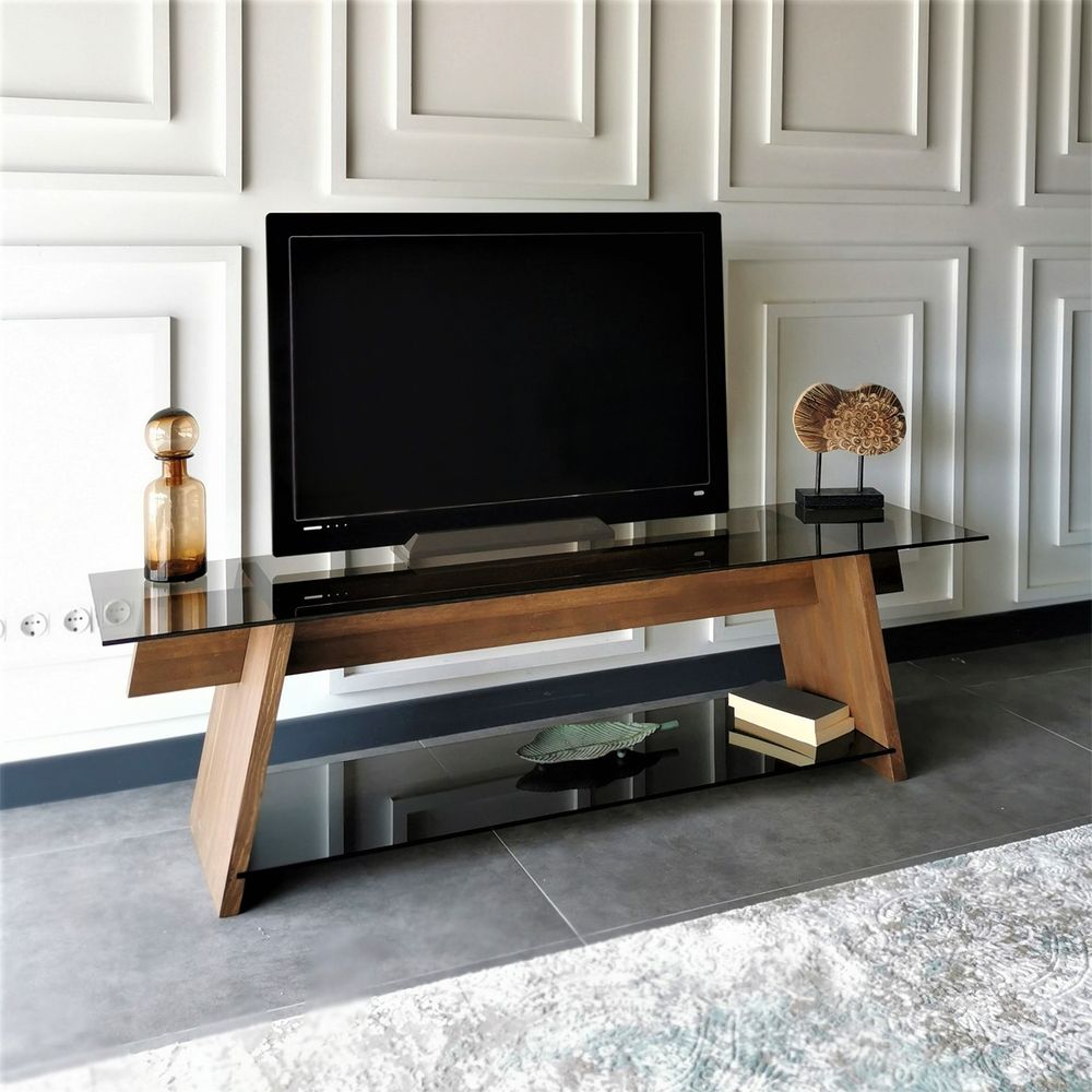 TV stalak TV201 Walnut u crnoj boji slika 4