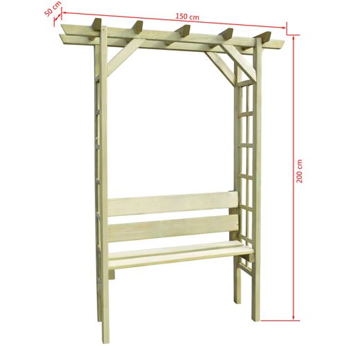 Vrtna Pergola s Klupom 150x50x200 cm Impregnirana Borovina slika 10