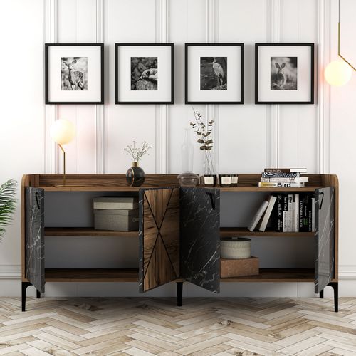 Woody Fashion Konzola, Venedik - Walnut, Black Marble slika 3