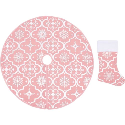 Luksuzna podloga za božićno drvce s čarapom ružičasta 150 cm slika 2