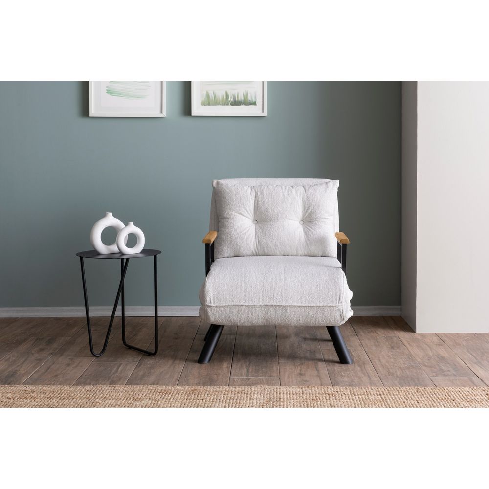 Sando Single - Sofabed od Teddy Tkanine - Bijeli 1-Sjedalni Sofabed slika 2
